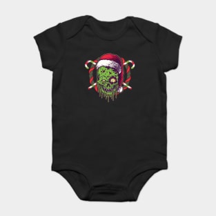 Creepy Santa Skull Zombie Christmas Skull Baby Bodysuit